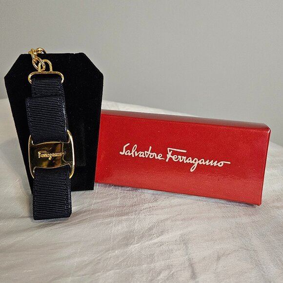 Salvatore Ferragamo Accessories - Salvatore Ferragamo Blue and Gold Key Holder